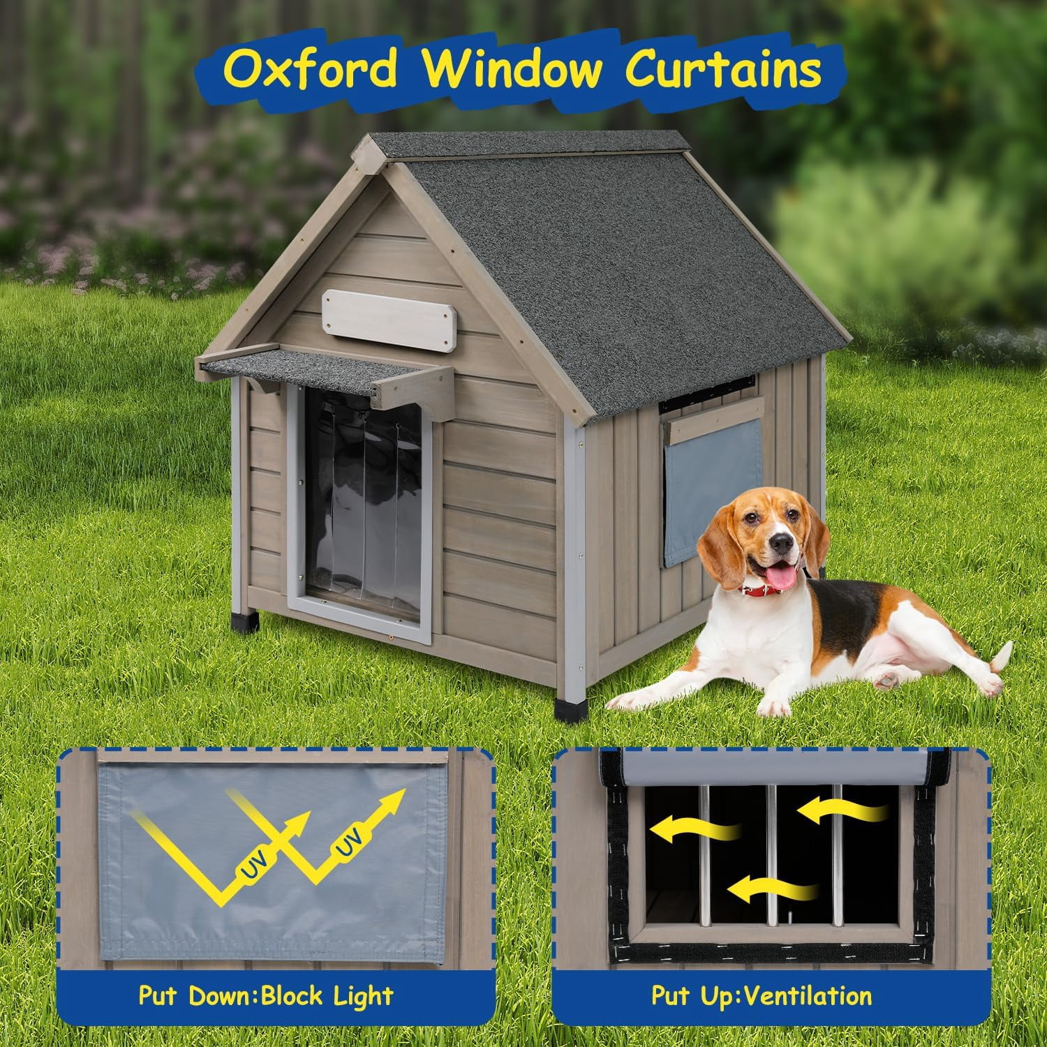 Gowoodhut Outdoor Dog House Waterproof for Medium Sized Dogs , Weatherproof Dog house Indoor Outside Kennel Puppy Shelter