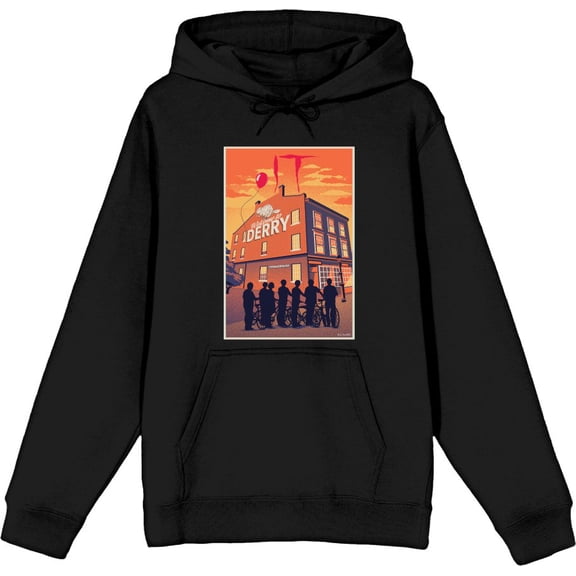 It Derry Sunset Poster Art Adult Black Long Sleeve Hoodie-XS