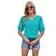 thumbnail image 2 of Camisa de Corta Abullonada para Mujer, Top de Verano, Verde Pavo Real, Talla S, 2 of 6