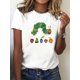 thumbnail image 1 of A Y2K-style Casual T-shirt With A Round Collar Featuring An Artistic Caterpillar Pattern, Suitable For Sports And Leisure, Showcasing A Fashionable Casual/street Style For Women., 1 of 5