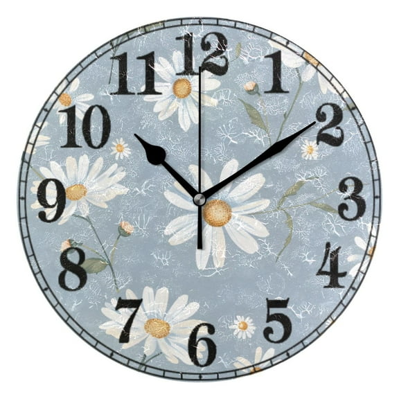 Daisy Floral Silent Wall Clock 10" Non-Ticking Battery Clock