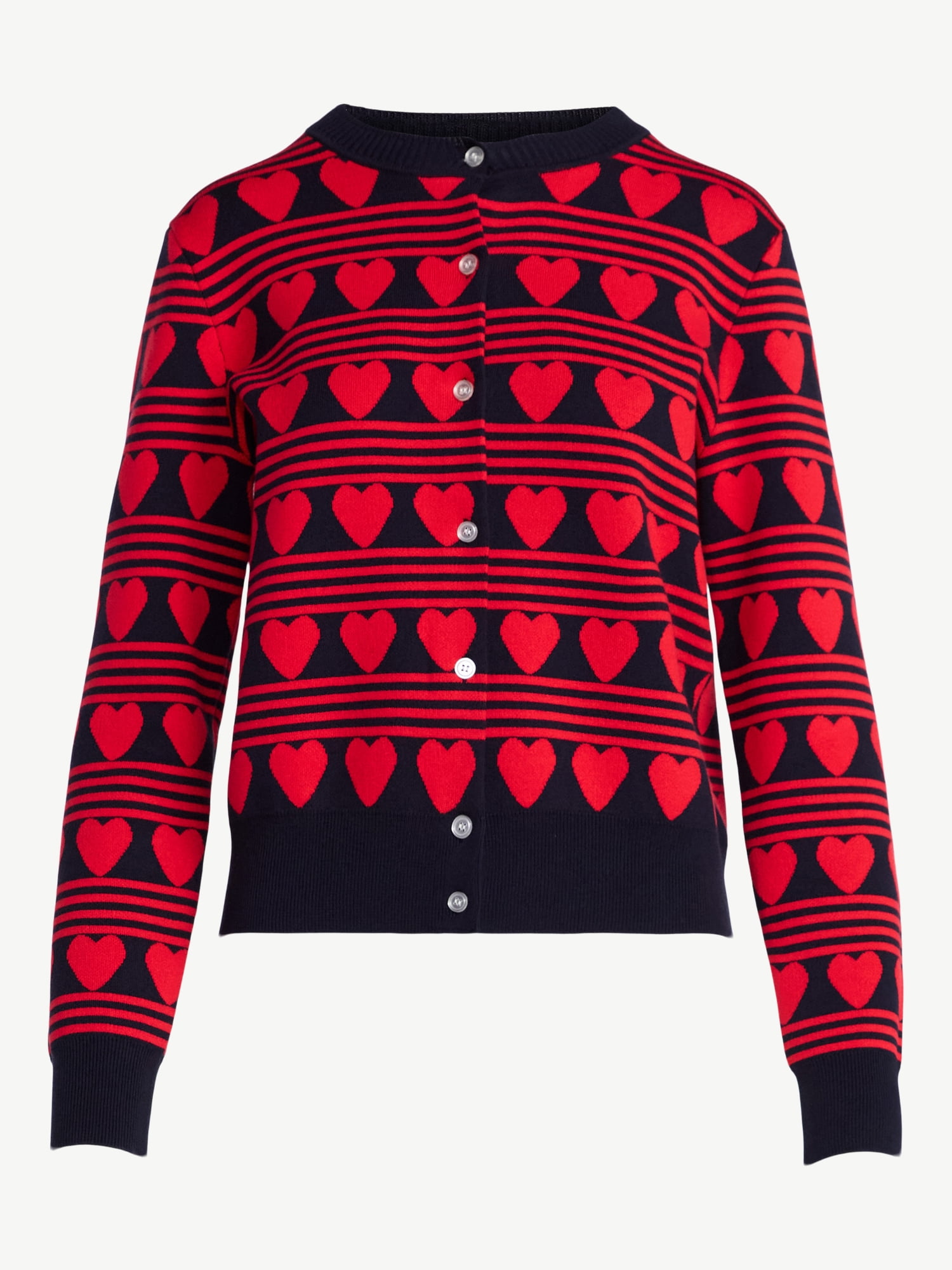 Free Assembly Women's and Women's Plus Solid, Stripe, & Print Classic Cozy Yarn Cardigan Sweater, Lightweight, Sizes XS-4X