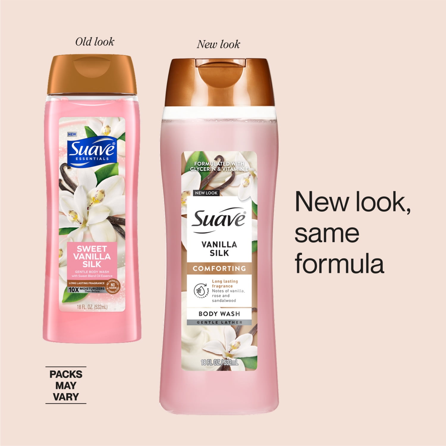 (2 pack) Suave Vanilla Silk Moisturizing Body Wash with Glycerin & Vitamin E, 18 FL OZ