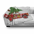 thumbnail image 3 of Christmas Soft Flannel Fleece Throw Blanket, Red Vintage Car Xmas Tree Merry Celebration Words and Snowman Elf, Cozy Plush for Indoor and Outdoor Use, 50" x 70", Vermilion Green White, by Ambesonne, 3 of 6