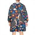thumbnail image 2 of Bernese Mountain and Flower Wearable Oversized Blanket,Wearable Blanket Hoodie for Adults,Cozy Hooded Blankets with Super Pockets,Super Warm Fuzzy Pullover for Women & Men, 2 of 6