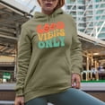 thumbnail image 2 of Good Vibes Only, Being Positive Quote, Groovy Retro Wavy Text Merch Gift, Sand Hooded Sweatshirt or Hoodie, Small, 2 of 5
