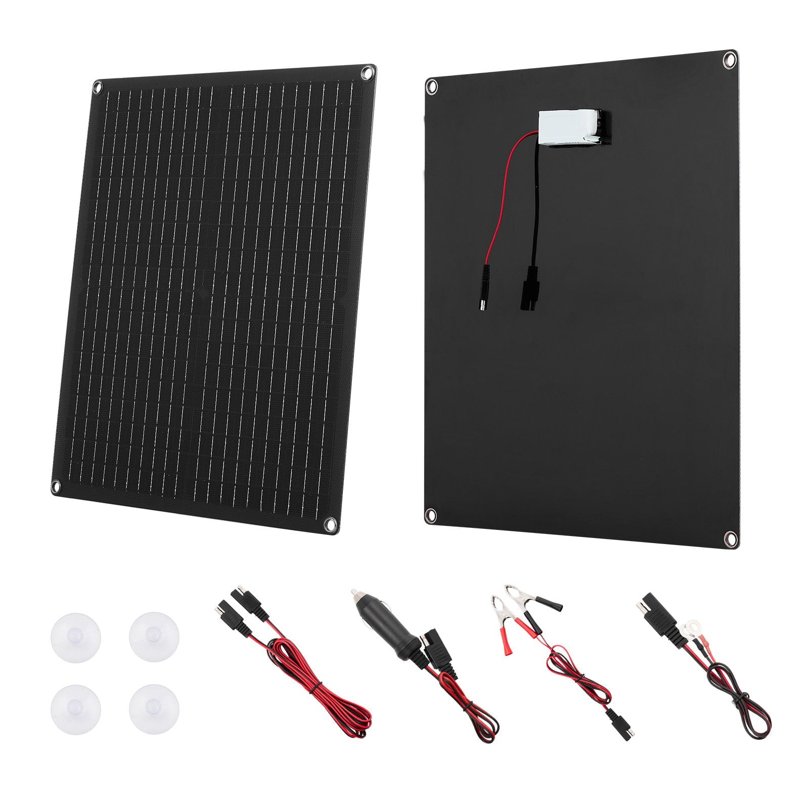 30W 12V Solar Panel Battery Charger, Solar Battery Trickle Charger Maintainer with Built-in Smart Controller & 3 Connection Cables, IP67 Waterproof Portable for RV Car Motorcycle Boat Van Camper