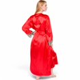 thumbnail image 5 of Lounge Women's Satin Long Robe and Lace Trim Nightgown Set- Red,Small, 5 of 7