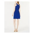 thumbnail image 2 of BAR III Womens Blue Zippered Sleeveless V Neck Short Sheath Dress Size: M, 2 of 3