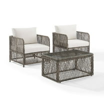 Crosley Furniture Granite Bay 3-Piece Wicker Outdoor Chair Set- Coffee Table & 2 Chairs