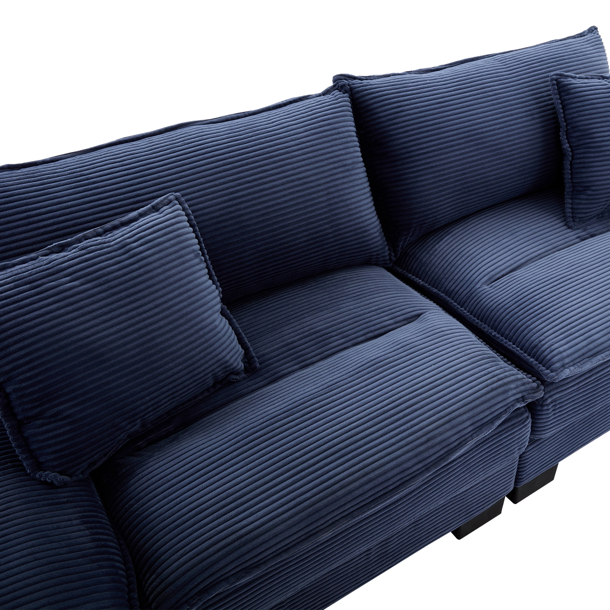 Aukfa 84" Deep Seat Sofa Modern Comfy Sofa Sleeper Couch for Living Room, 2 Pillows, Corduroy, Blue