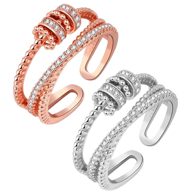 CUITING Anti Anxiety Rings For Women Men Unisex Adjustable Stacking Spinning Worry Ring