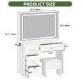 thumbnail image 2 of Uforic Black Makeup Vanity Desk with Lighted Mirror and Storage, 4 Drawers, 2 of 9