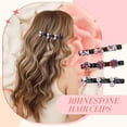 thumbnail image 5 of 36 Pcs Crystal Stone Braided Hair Clips Satin Fabric Hairpin Triple Duckbill Rhinestones Clips for Hair with 3 Small Clips Multi Clip Hair Barrette for Women Girls Styling Sectioning, 3 Styles, 5 of 5
