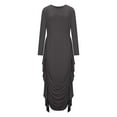 thumbnail image 5 of Women's Bodycon Dresses Midi Work Pencil Dress Tea Party Long Sleeve Dress Church Cocktail Irregular Ruffle Ruched Dresses, 5 of 5