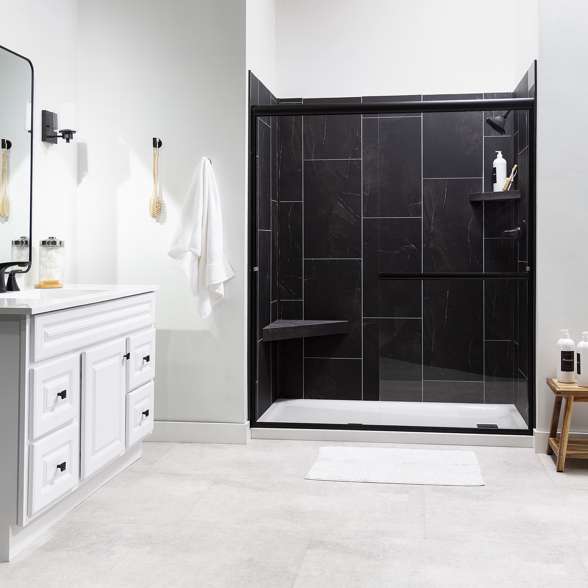 Palisade 25.6in x 14.8in Vinyl Wall Tile in Black Ice