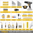 thumbnail image 5 of Pulituo 20V Cordless Drill Driver Kit, Home Tool Set with 20V Lithium-Ion Drill, 119PCS All-Purpose Kit, 21+1 Torque, 2-Speed, DIY & Home Repairs Yellow, 5 of 7
