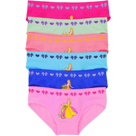 ToBeInStyle Girl s Pack of 6 Seamless Colorful Assortment of Princess Print Bikini Panty Briefs - Large