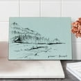 thumbnail image 2 of Sketchy Cutting Board, View of Pine Forest by the Lake with Mountains in Rural Countryside Nature Scenery, Decorative Tempered Glass Cutting and Serving Board, Small Size, Black White, by Ambesonne, 2 of 5