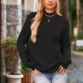thumbnail image 6 of Lovskoo Sweaters for Women Turtleneck Trendy Casual Solid Knit Loose High Neck Long Sleeve Hollow Out Sweater Black, 6 of 7