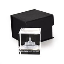 Pocatello Idaho Temple Laser Engraved Crystal Cube by Ringmasters
