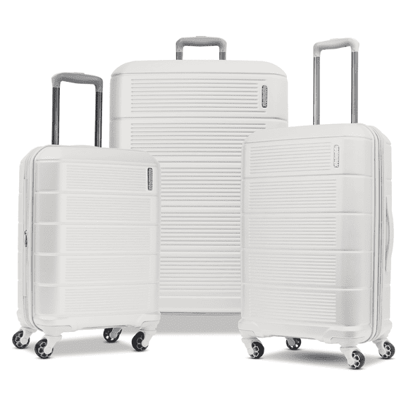 American Tourister Stratum 2.0 Expandable Hardside Luggage with Spinner Wheels, White (3-Piece Set)