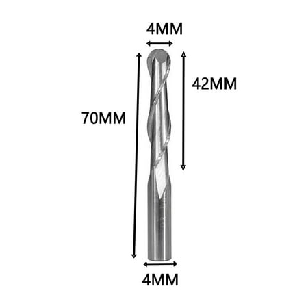 

4mm Shank Solid Carbide Spiral 2 Flutes Ball Nose End Mill Cutter Engraving Bit