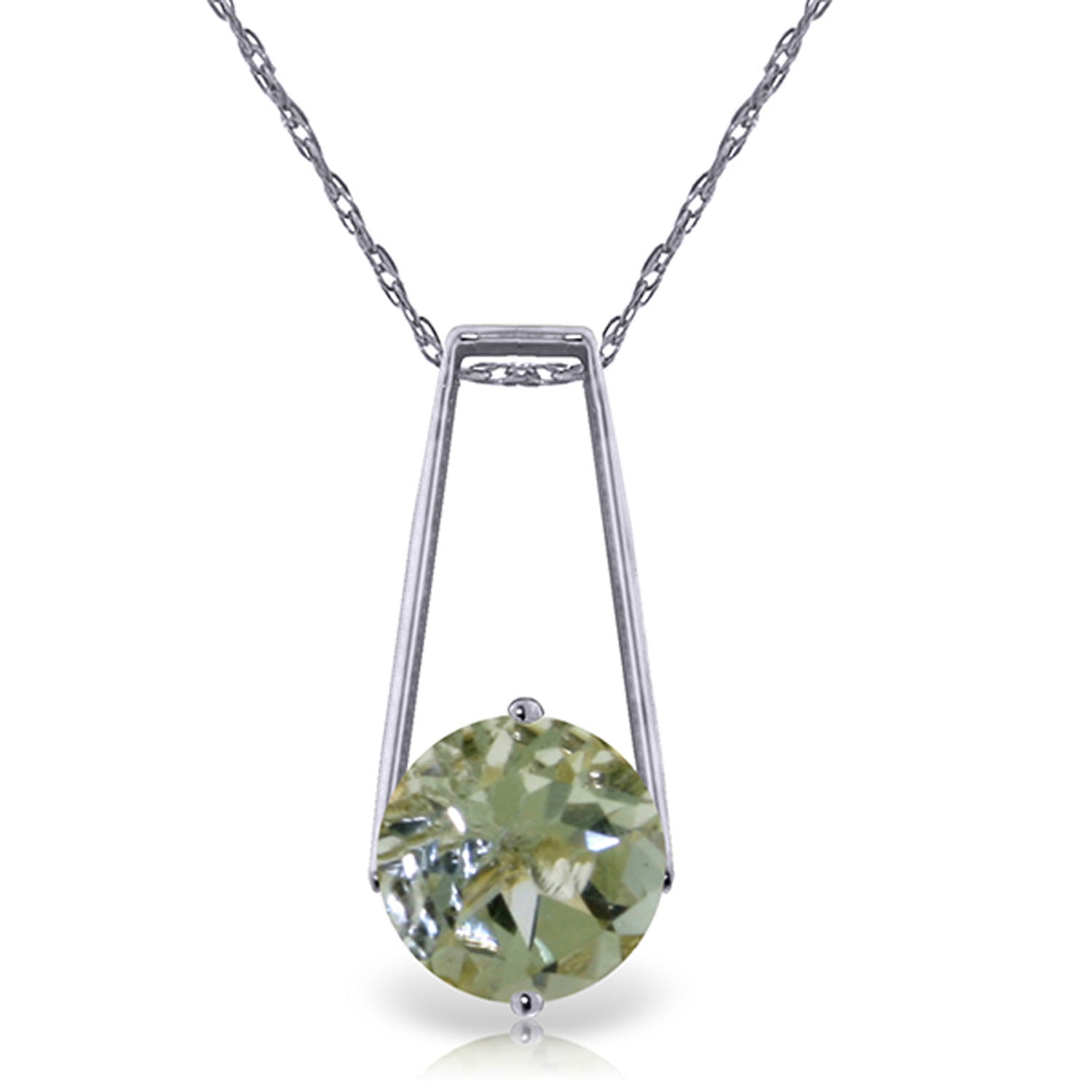 Galaxy Gold 14K Solid Gold Natural Green Amethyst Necklace for Women - White Gold Fine Jewelry
