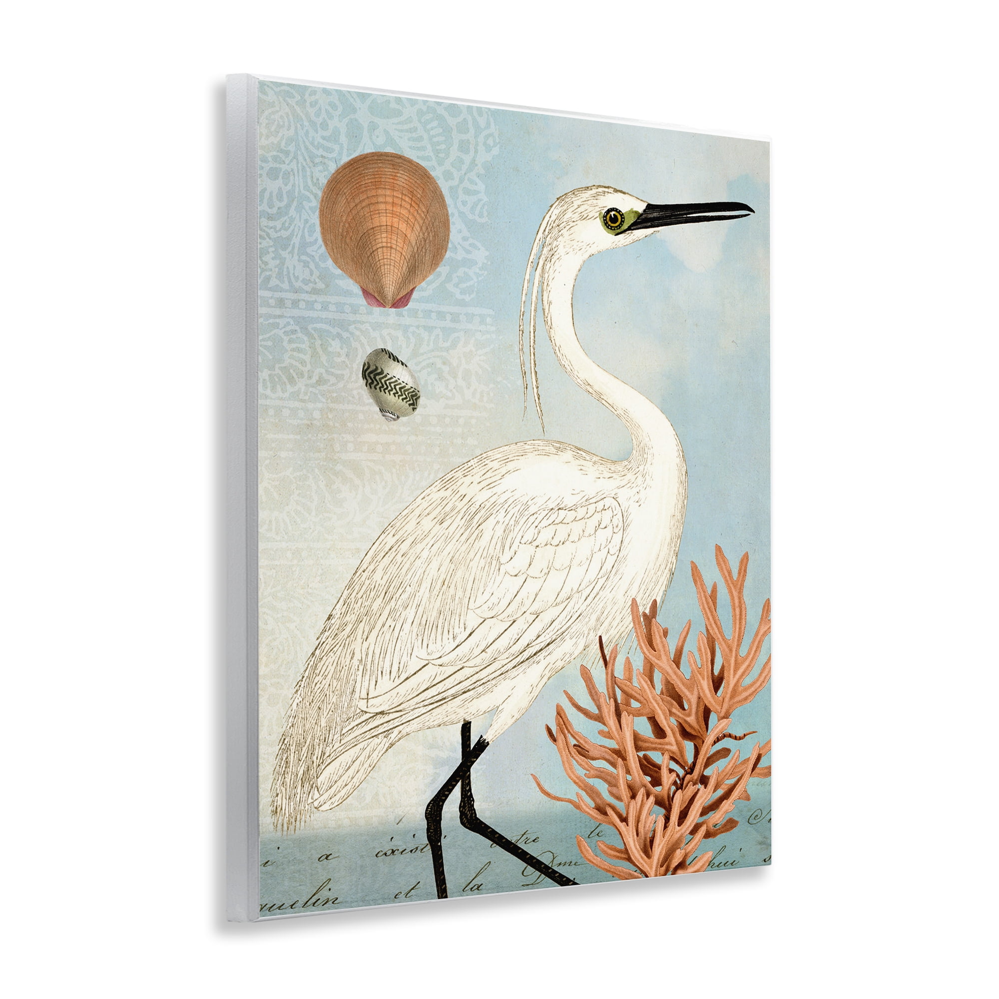 Stupell Industries Maritime Egret & Coral Animals & Insects Painting Unframed Art Print Wall Art, 11 x 14