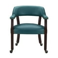 thumbnail image 3 of Tournament Teal Green Faux Leather  Arm Chair with Casters and Cherry finished, 3 of 7