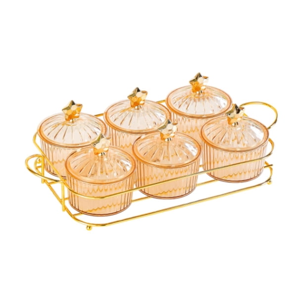 Bandeja de frutas secas, platos para servir divididos, bandeja de nueces, plato de aperitivo, bandeja para servir nueces y dulces con tapa para bodas, 6 rejillas