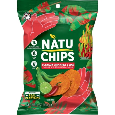 NatuChips Plantain Chips Chile & Lime, 4 oz Bag