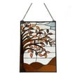 thumbnail image 2 of CHLOE Lighting AUTUMNAL Floral-Style Black Finish Stained Glass Window Panel 24" Tall, 2 of 6