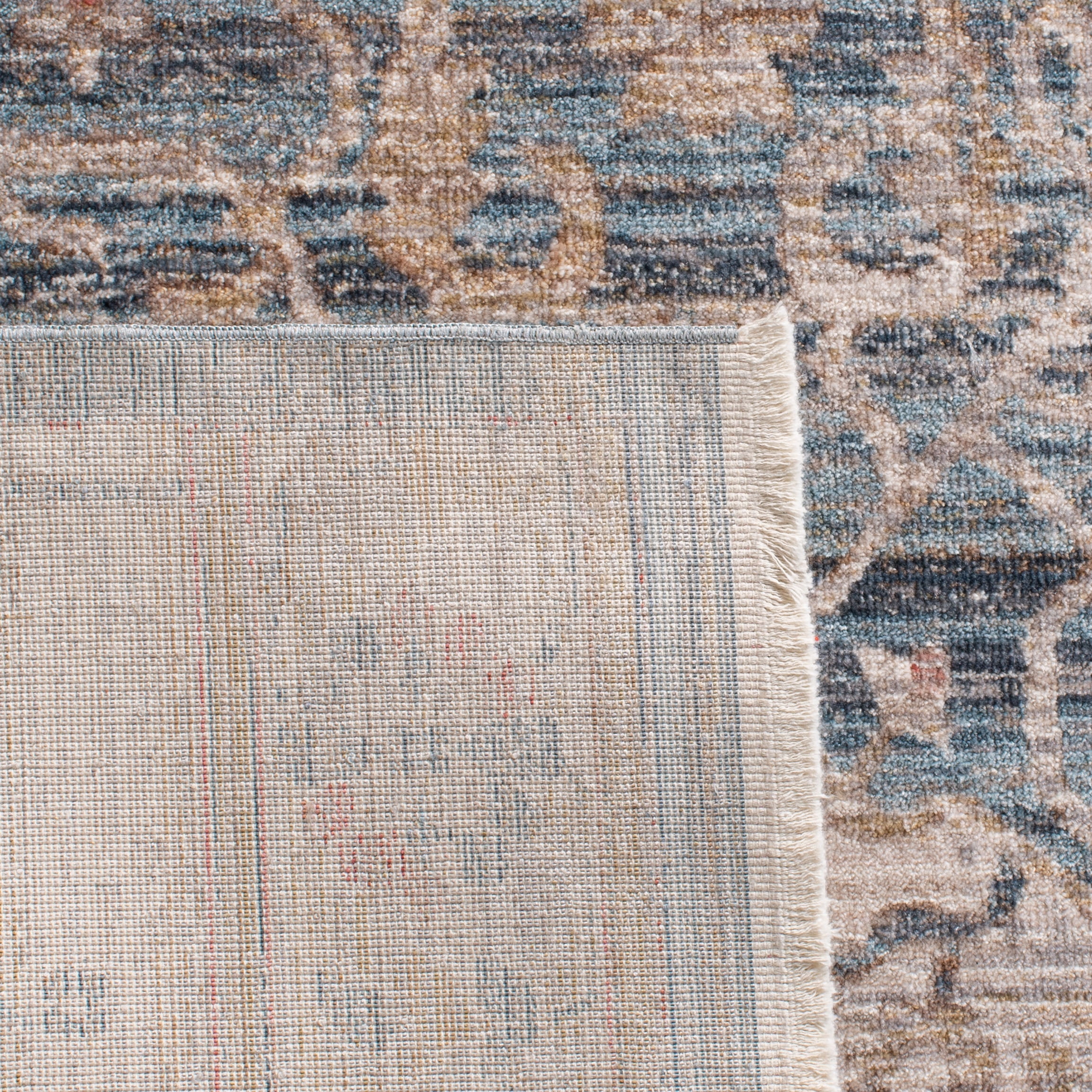 SAFAVIEH Kenitra Jermaine Floral Bordered Polyester Runner Rug, Blue/Ivory, 2'2" x 8'