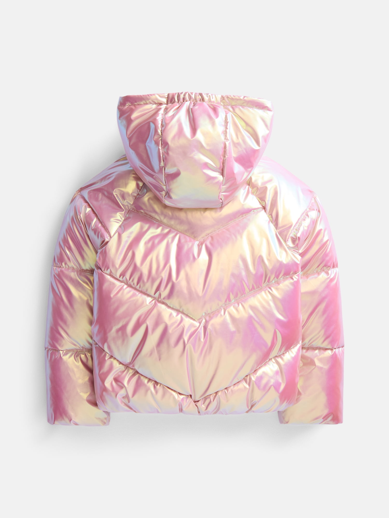 Wonder Nation Girls Heavyweight Puffer Jacket with Hood, Sizes 4-18