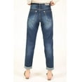 thumbnail image 3 of Grace in LA Jeans Women's Dark Wash Cuff Boyfriend Stretch Jeans (25), 3 of 4