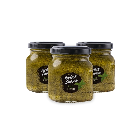 Perfect Choice Basil Pesto - Delicious Pasta Sauce, Pizza Sauce & More - 4.9 oz - Pack of 3