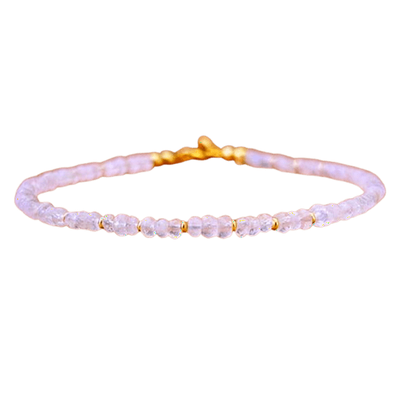 Rainbow Moonstone 3mm Rondelle Shape Faceted Cut Beads 7 inch Gold Plated Clasp Bracelet for men, women, unisex. Link Chain Stacking Bracelet.|LINK_05688