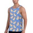 thumbnail image 2 of Gukieu Kawaii Corgi Print Men's Quick Dry Fitness Vest, Round Neck Sleeveless Fitness Bodybuilding Top-Large, 2 of 7