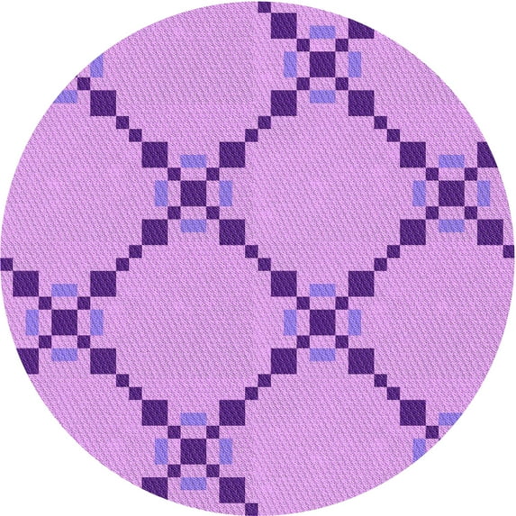 Ahgly Company Machine Washable Indoor Round Transitional Violet Purple Area Rugs, 3' Round