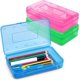 thumbnail image 1 of Caja de lápices rígida de gran capacidad, cajas de plástico con tapa hermética, organizador de almacenamiento apilable para niños, estudiantes, adultos, escuela, aula, suministros de oficina (paq, 1 of 5