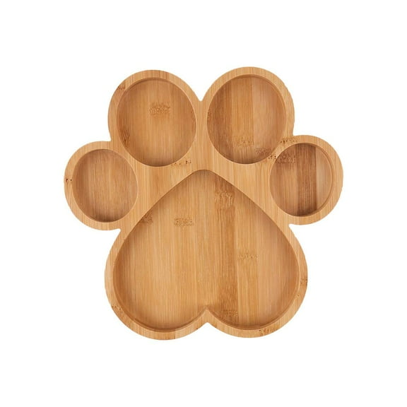 Dog Paw Shaped Serving Tray with 5 Grooves Wooden Cutting Board Claw Candy Dish Bowl Pet Party Supplies