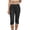 Black, variant on Womens Yoga Pants Summer wide waistband ankle length cotton linen deep pockets flexible for fitness training Brown XXL