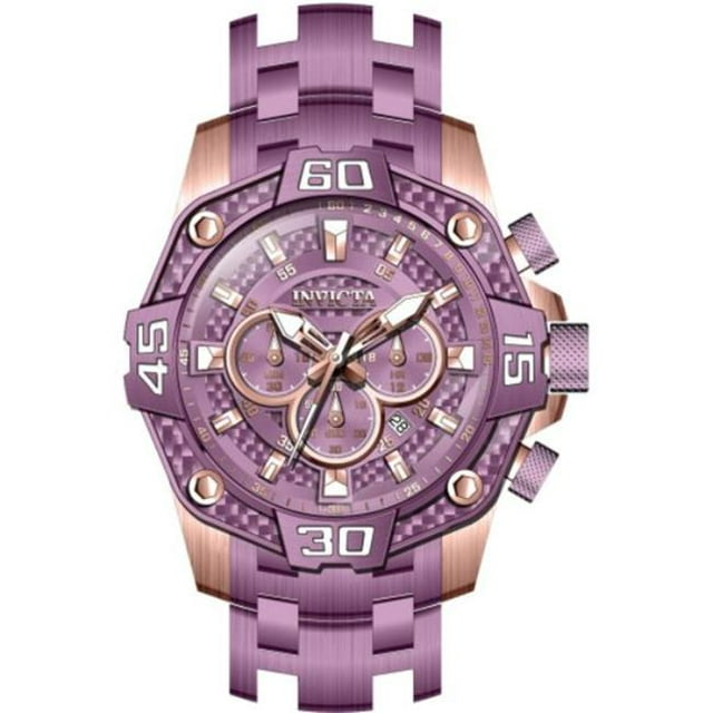 Invicta 40633 52 Pouces Dia. 26 mm Hommes Pro Plongeur Chronographe à Quartz Lumière Cadran Violet