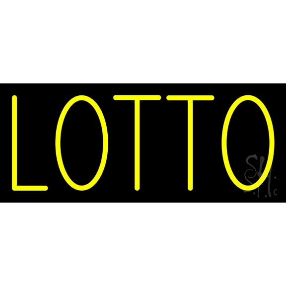 Yellow Lotto LED Neon Sign 10 x 24 - inches, Black Square Cut Acrylic Backing, with Dimmer - Bright and Premium built indoor LED Neon Sign for Defence Force.