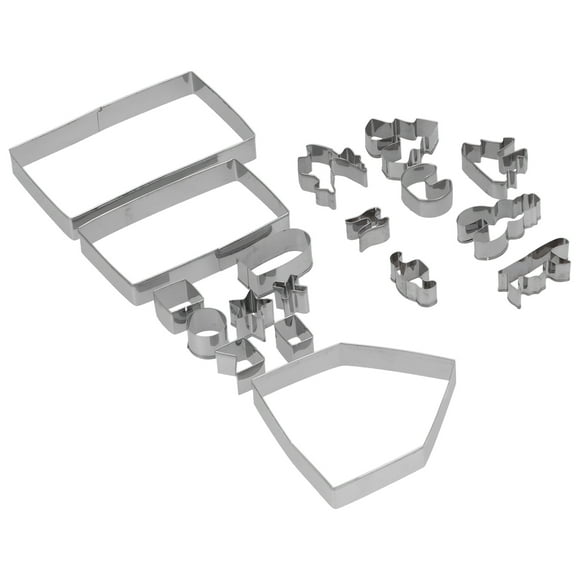 Molde para galletas, 18 piezas/juego de galletas de acero inoxidable, herramienta para hornear DIY, acabado de lujo Jadeshay A