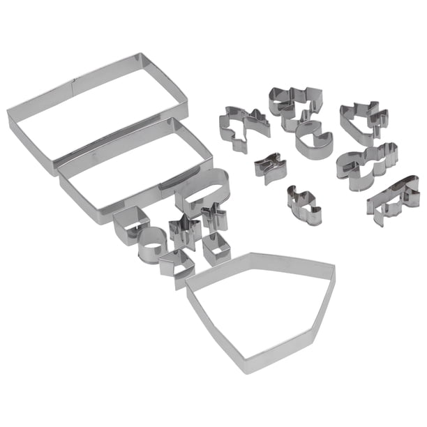 Molde para galletas, 18 piezas/juego de galletas de acero inoxidable, herramienta para hornear DIY, acabado de lujo Jadeshay A