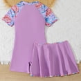thumbnail image 4 of mgoYE Girl Swimsuit Size 10-12 Bikini Girls Swimsuit Ruffle Girl One Piece Bathing Suit Solid Swimsuits Ruched Sleeveless Girls' Swimwear(Purple,7-8 Years), 4 of 9