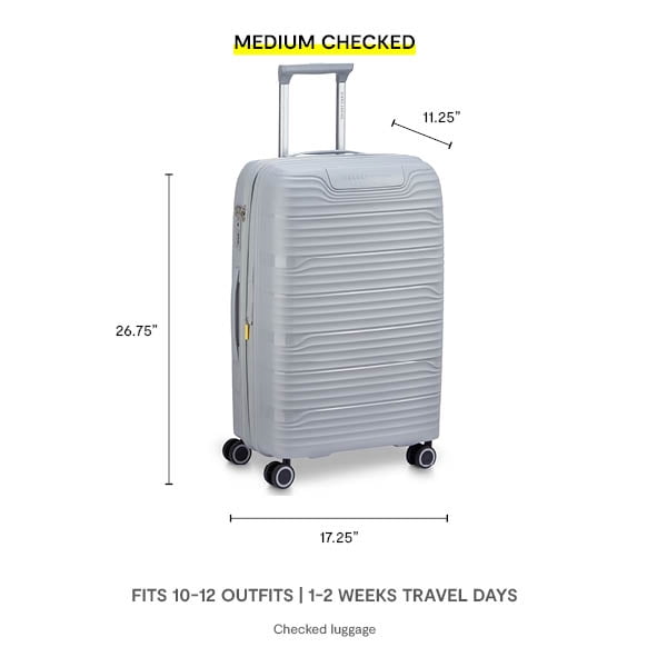DELSEY PARIS Dune 25" Medium Checked Hardside Expandable Spinner Luggage, Lunar Rock