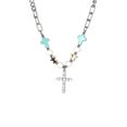 thumbnail image 1 of Retro turquesa cuentas cruz colgante collar hombres y mujeres hip-h JM, 1 of 5